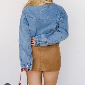 Vestique Blue Denim Jacket Worn Once Puff Sleeve Crop Light Blue Medium M